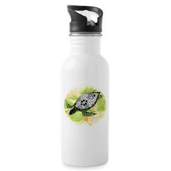 Der Schildkrötenpanzer - Trinkflasche mit integriertem Trinkhalm - Weiß - Rechts