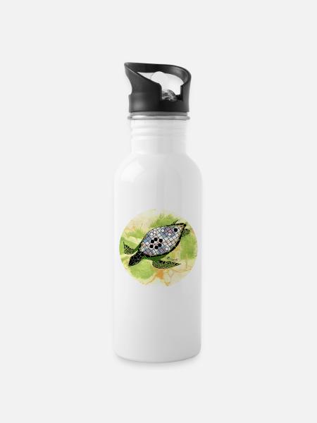 The Turtle Shell - Water bottle with straw - white