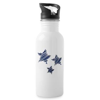 STERN. STERNE. STERN. STERNE. FEST. JAHRESTAG - Trinkflasche mit integriertem Trinkhalm - Weiß - Rechts