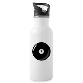 Billardkugel 7 schwarze Billard sieben - Trinkflasche mit integriertem Trinkhalm - Weiß - Rechts
