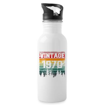 1970 Vintage Geburtstagsgeschenk 1970 Retro - Trinkflasche mit integriertem Trinkhalm - Weiß - Rechts