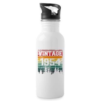 1954 Vintage Geburtstagsgeschenk 1954 Retro - Trinkflasche mit integriertem Trinkhalm - Weiß - Rechts