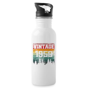 1958 Vintage Birthday Gift 1958 Retro - Water bottle with straw - white - Right