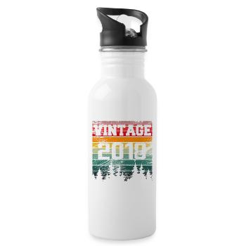 2018 Vintage Birthday Gift 2018 Retro - Water bottle with straw - white - Right