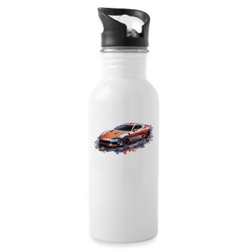 Sportauto mit bunten Farben - Trinkflasche mit integriertem Trinkhalm - Weiß - Rechts