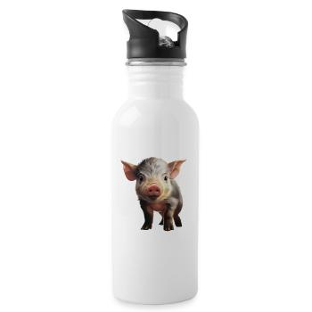 Adorable porcelet - Gourde avec paille intégrée - blanc - Droite