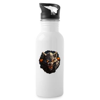 Werwolf Halloween - Trinkflasche mit integriertem Trinkhalm - Weiß - Rechts