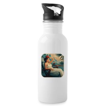 Vacation Relaxation Woman - Water bottle with straw - white - Right