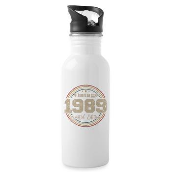 1989 Retro Vintage Birthday Born In - 1989 - Water bottle with straw - white - Right