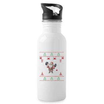 No Lift No Gift Fitness Weihnachten Geschenk Gym - Trinkflasche mit integriertem Trinkhalm - Weiß - Rechts