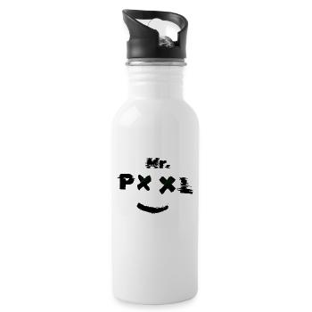 Mr Pool Logo - Water bottle with straw - white - Right