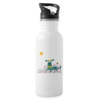 Frühling auf der Blumenwiese - Trinkflasche mit integriertem Trinkhalm - Weiß - Rechts