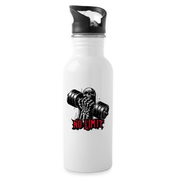 keine Grenze hartes Workout Bodybuilding Hantel - Trinkflasche mit integriertem Trinkhalm - Weiß - Rechts