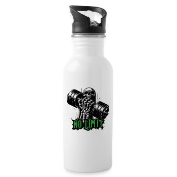 keine Grenze hartes Workout Bodybuilding Hantel - Trinkflasche mit integriertem Trinkhalm - Weiß - Rechts