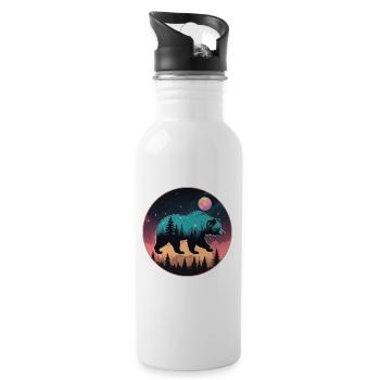 Grizzly Bear Kodiak Bear Silhouette d’ours brun - Gourde avec paille intégrée - blanc - Droite