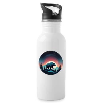 Grizzly Bear Kodiak Bear Silhouette d’ours brun - Gourde avec paille intégrée - blanc - Droite