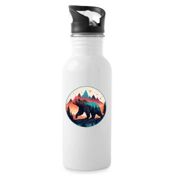 Grizzly Bear Kodiak Bear Silhouette d’ours brun - Gourde avec paille intégrée - blanc - Droite