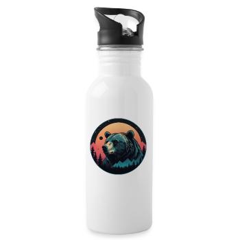 Grizzlybär Kodiakbär Braunbär Portrait - Trinkflasche mit integriertem Trinkhalm - Weiß - Rechts