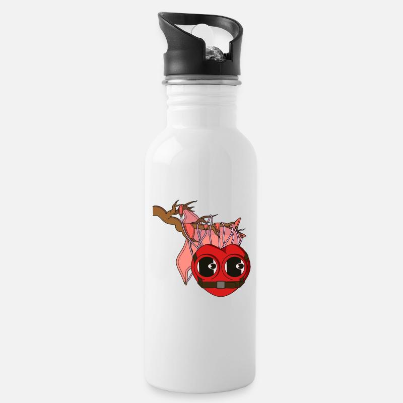 SÜCHTIG - Trinkflasche mit integriertem Trinkhalm - Weiß