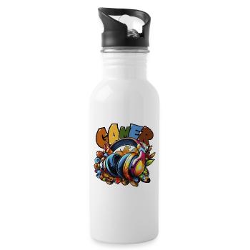 Gamer Headphone Spielkonsole Multiplayer - Trinkflasche mit integriertem Trinkhalm - Weiß - Rechts