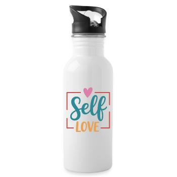 Self Love - Water bottle with straw - white - Right