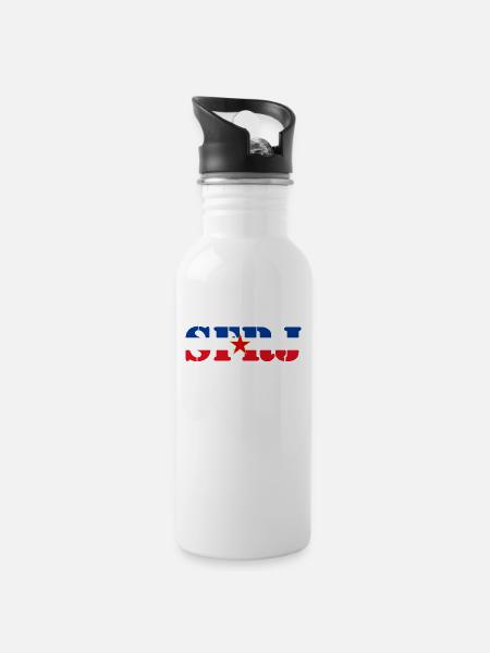 sfrj_flag - Trinkflasche mit integriertem Trinkhalm - Weiß