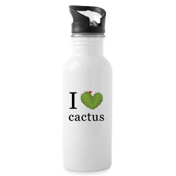 I love cactus - Kaktus Liebe - Water bottle with straw - white - Right