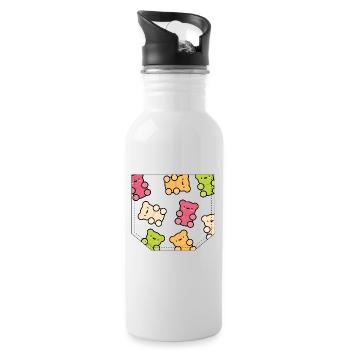 Breast Bag Gummy Bear Gift Idea - Water bottle with straw - white - Right