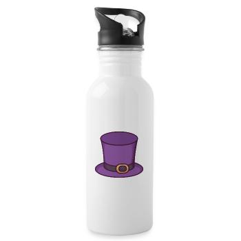 Purple Mardi Gras Top Hat - Gourde avec paille intégrée - blanc - Droite