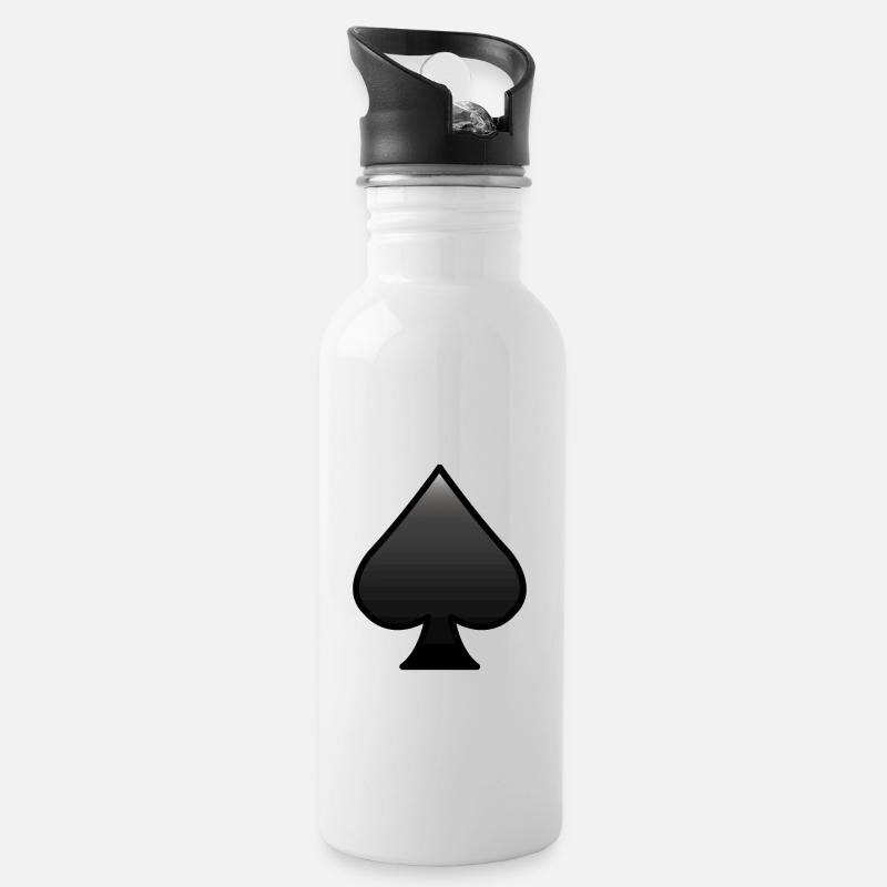 Pik-Ass - Trinkflasche mit integriertem Trinkhalm - Weiß