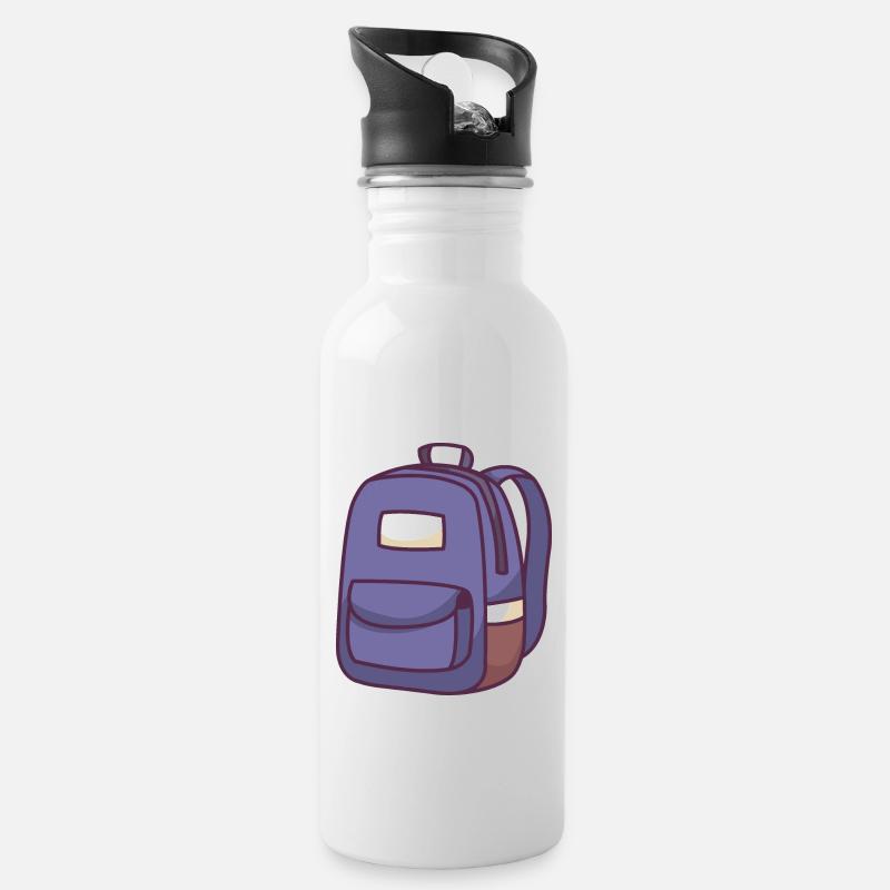 School Bag - Water bottle with straw - white