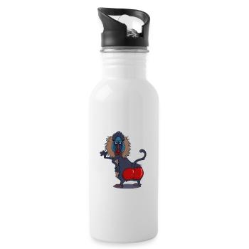 Wildlife Red Ass Baboon - Water bottle with straw - white - Right