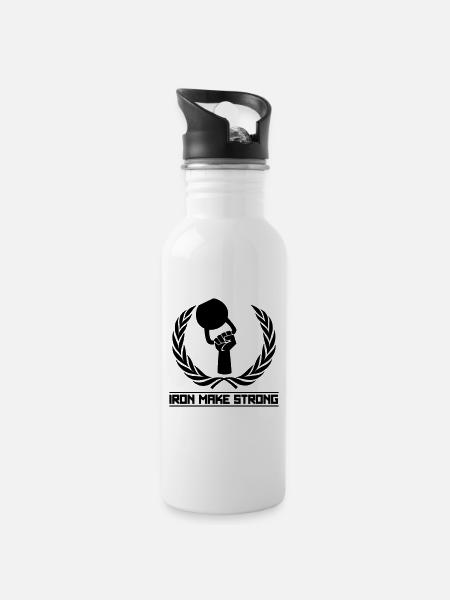 Iron Make Strong - Kettlebell - Water bottle with straw - white