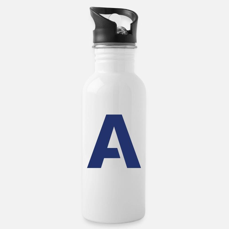 A - Trinkflasche mit integriertem Trinkhalm - Weiß