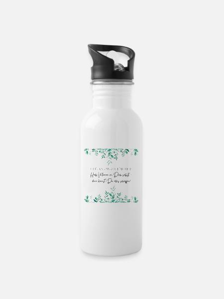 Glücksbringer - Mutmacher Geschenk - Trinkflasche mit integriertem Trinkhalm - Weiß