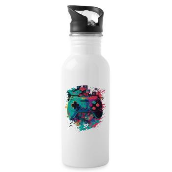Retro Konsole - Trinkflasche mit integriertem Trinkhalm - Weiß - Rechts