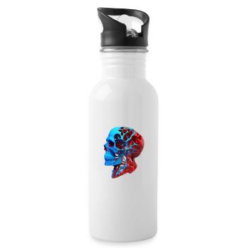 Anatomical drawing head red blue - Water bottle with straw - white - Right