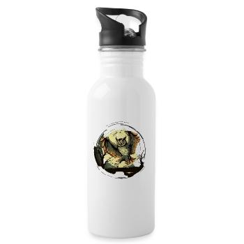 Owl in the moonlight - Water bottle with straw - white - Right