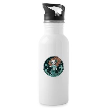 Mermaid with red hair - Water bottle with straw - white - Right