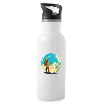 Little explorer conquers the world - Water bottle with straw - white - Right