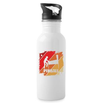 Pinball player at pinball Retro - Water bottle with straw - white - Right