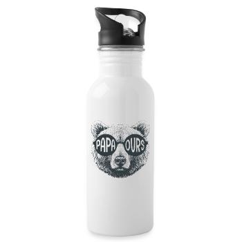 Papa bear cadeau T shirt papa fête des pères - Gourde avec paille intégrée - blanc - Droite