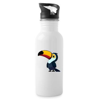 TOUCAN, TUCAN, OISEAUX, OISEAU, ANIMAL, COLORÉ, NATURE, TROPIQUES - Gourde avec paille intégrée - blanc - Droite