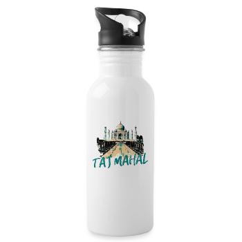 Illustration Taj Mahal, eine der Ikonen Indiens - Trinkflasche mit integriertem Trinkhalm - Weiß - Rechts