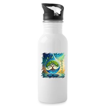 Baum des Lebens Erde Frieden Lebensbaum - Trinkflasche mit integriertem Trinkhalm - Weiß - Rechts