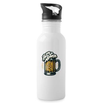 DRAUGHT BEER, DRINK, DRINK, PITCHER, MALT, HOPS - Water bottle with straw - white - Right