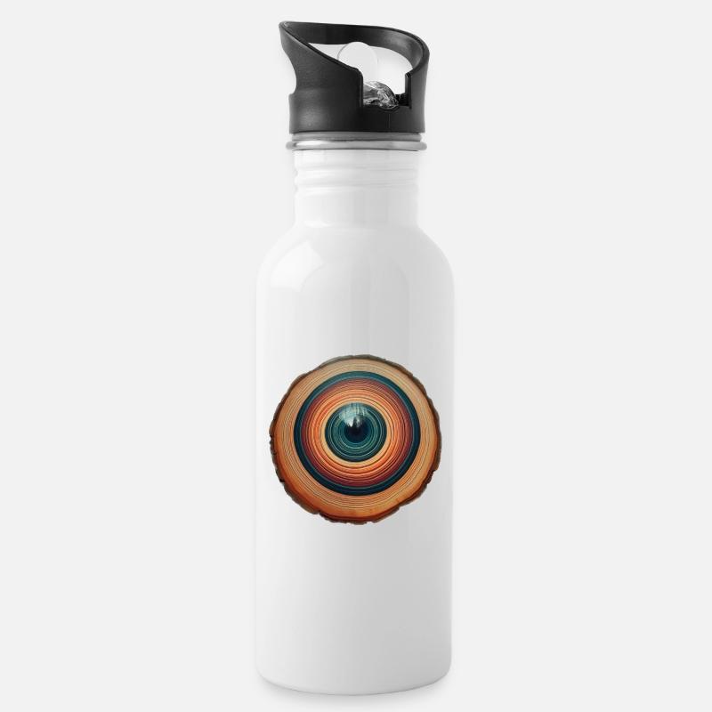 Das Auge eines Baumes - Trinkflasche mit integriertem Trinkhalm - Weiß