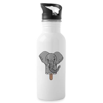 Elephant Head Popsicle - Water bottle with straw - white - Right