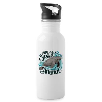 Dugong mein Spirit Animal ich liebe Manatees - Trinkflasche mit integriertem Trinkhalm - Weiß - Rechts