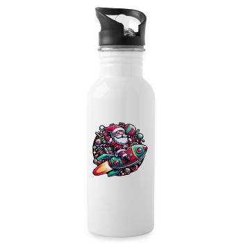 Funny Santa Claus comes with the spaceship - Water bottle with straw - white - Right